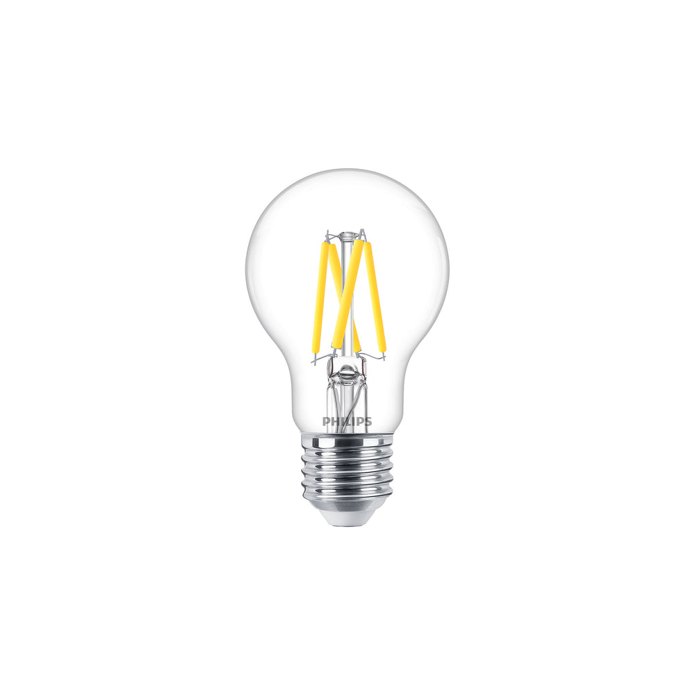 Philips MAS LEDBulb 3.4W E27 Warm Glow 2200K-2700K Vidrio Transparente A60 Regulable 470 lúmenes 90CRI