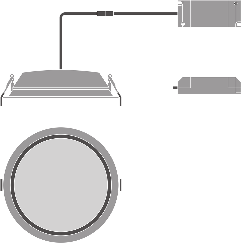 LED Downlight Alu DN200 25W 2250 lumens 3000K Warm White 215mm IP44