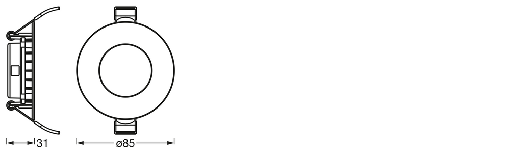 LED Downlight Slim Recessed White 4.5W 240 lumens 6500K Daylight 110° Cutout 72mm 85mm