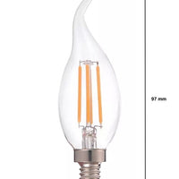 Lámpara de filamento LED E14 C37, 5W reemplaza 40W, 2700K blanco cálido por LCB