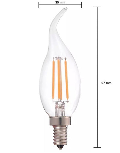 Lámpara de filamento LED E14 C37, 5W reemplaza 40W, 2700K blanco cálido por LCB