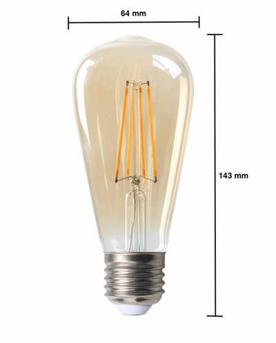 Lámpara de filamento LED LCB E27 ST64 10.5W 3000K blanco cálido, chip Philips, IP20, CRI 80, CE RoHS, garantía de 5 años