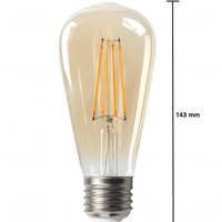 lcb led filament bulb e27 st64 6w 2200k extra warm white light