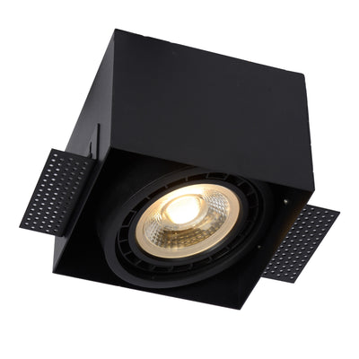 Lucide Foco LED empotrable sin marco Negro AR111 GU10, carcasa instalable, sin incluir foco LED