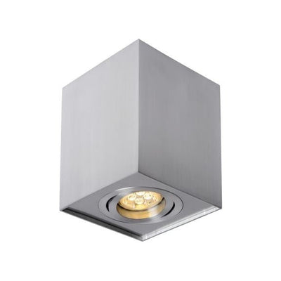 Foco de techo LED cuadrado Spectrum con casquillo GU10, aluminio plateado, diseño inclinable para iluminación flexible, IP20