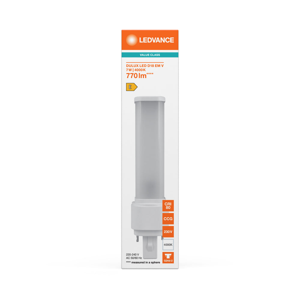 Lámpara LED PLC 7W 840 Blanco Frío G24D-2 2 pines, 230V, reemplaza CFL 18W, iluminación de bajo consumo para ti