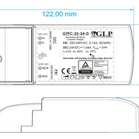GLP LED power adapter 12V 25W 2.08A dimmable driver for 12V LED lighting, IP20, CE RoHS certified