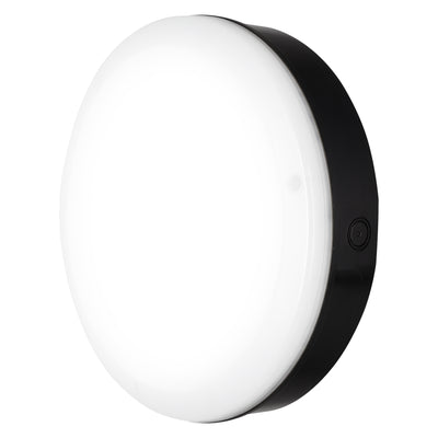 Aplique de Pared LED con Sensor, 10W 800 lúmenes, 3000K Blanco Cálido, IP65 IK10, Negro Ø250MM