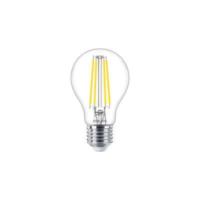 Bombilla LED Philips 5.9W E27 A60 Transparente 2700K Blanco Cálido 806 lúmenes regulable 90CRI 220-240V