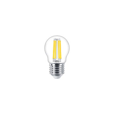 Bombilla Philips LED P45 Clara E27 3.4W Equivalente a 40W 2700K Blanco Cálido 470 lúmenes CRI 90 Regulable