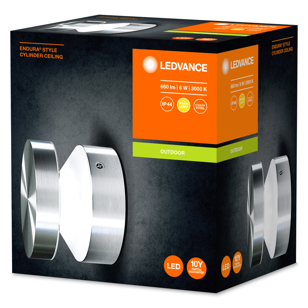 Ledvance ENDURA Style Cylinder Lámpara de Techo LED para Exterior 6W 3000K IP44 Acero Inoxidable