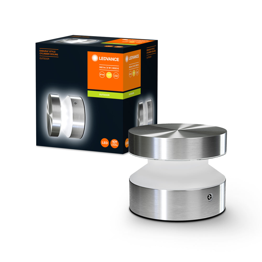 Ledvance ENDURA Style Cylinder Lámpara de Techo LED para Exterior 6W 3000K IP44 Acero Inoxidable