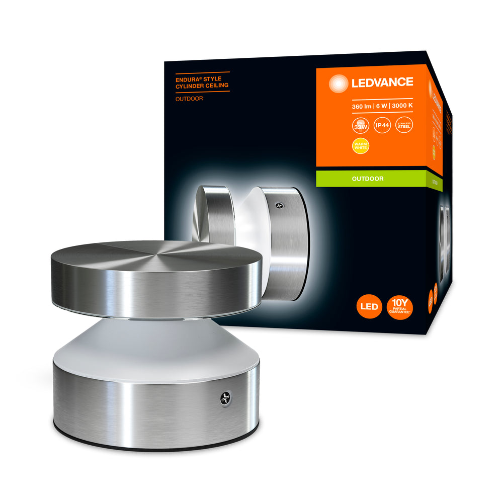 Ledvance ENDURA Style Cylinder Lámpara de Techo LED para Exterior 6W 3000K IP44 Acero Inoxidable