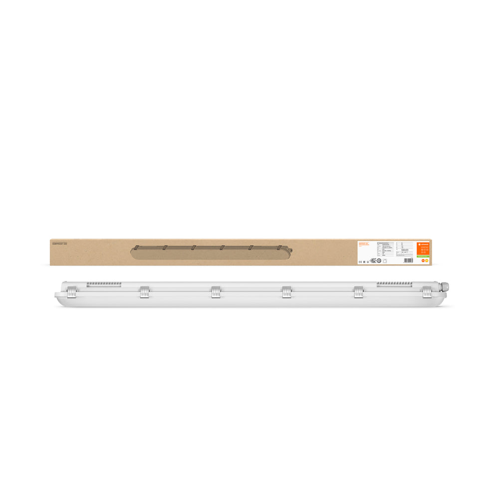 Luminaria LED estanca Ledvance 1200mm 32W 3000K 4000 lúmenes IP65 IK08 Blanco Cálido Gris para techo o pared