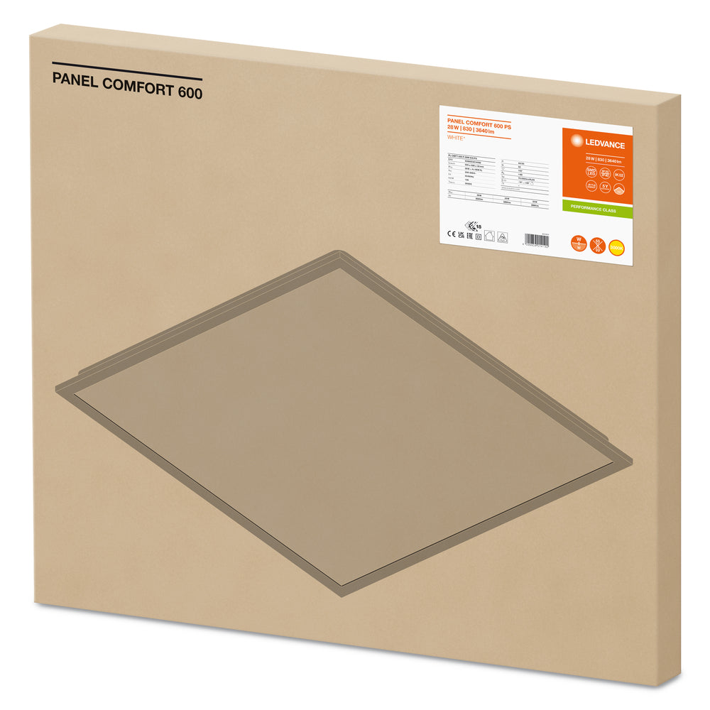 Ledvance Panel LED Comfort 28W 4000K Aluminio Blanco, iluminación de techo delgada para oficinas y hogares
