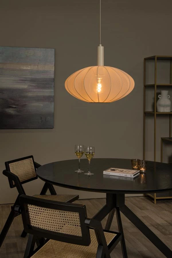 Lámpara colgante LED Lucide CORINA Ø50cm, E27, regulable, 40W, 230V, altura ajustable, diseño moderno color crema