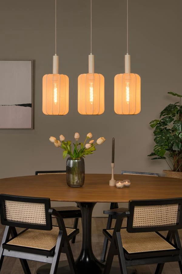 Lucide CORINA lámpara de mesa LED, 3xE27, regulable, pantalla de tela ajustable, 185cm iluminación interior color crema