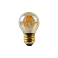 Bombilla de filamento LED Lucide G45, E27 regulable, 3W 2200K Ámbar Ø4.5cm