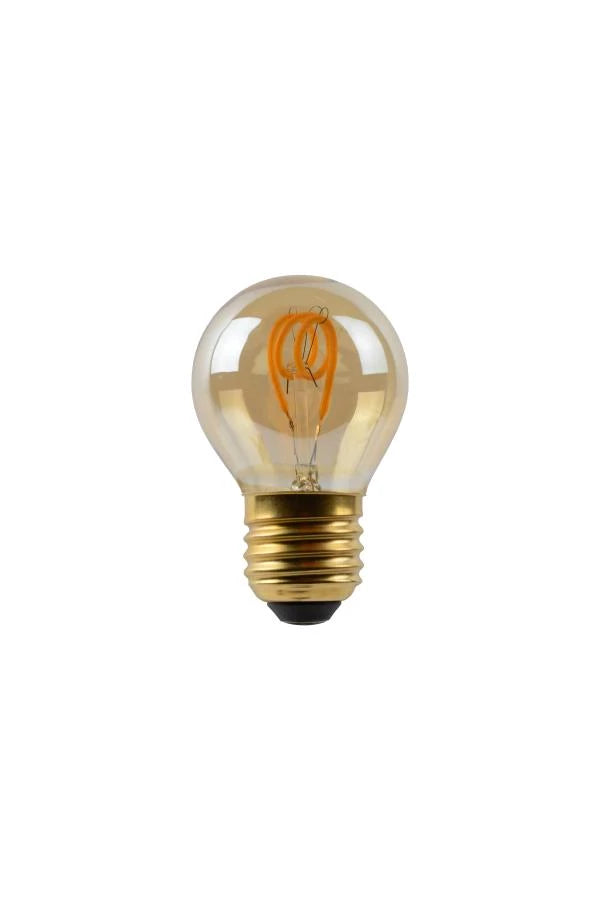 Bombilla de filamento LED Lucide G45, E27 regulable, 3W 2200K Ámbar Ø4.5cm