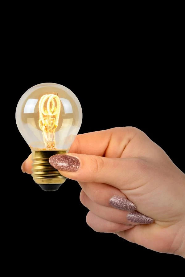 Bombilla de filamento LED Lucide G45, E27 regulable, 3W 2200K Ámbar Ø4.5cm