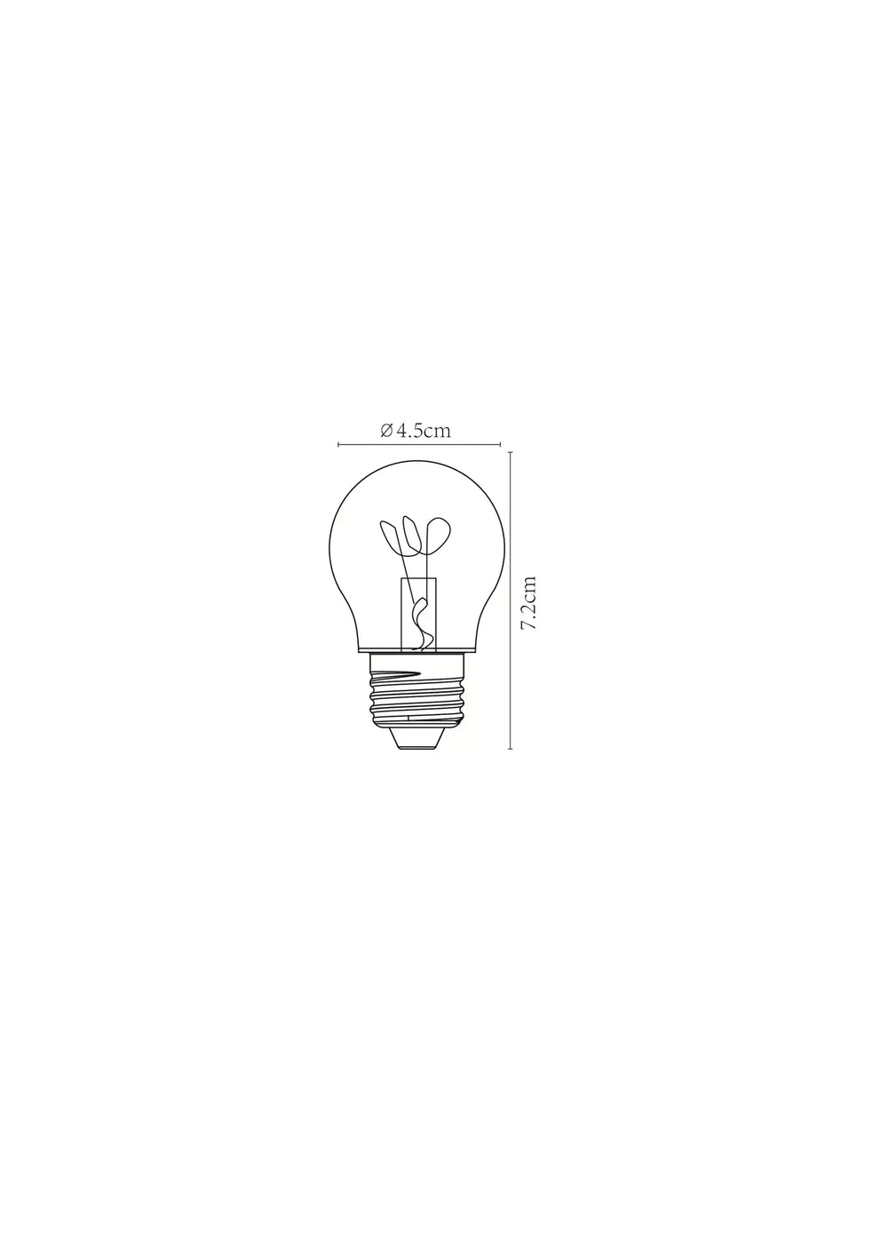 Bombilla de filamento LED Lucide G45, E27 regulable, 3W 2200K Ámbar Ø4.5cm