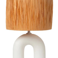 Lámpara de mesa LED Lucide Ronda con casquillo E27, pantalla de ratán, base de cerámica, 28x28x45cm Blanca para uso en interiores