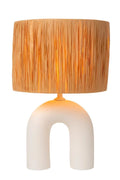 Lámpara de mesa LED Lucide Ronda con casquillo E27, pantalla de ratán, base de cerámica, 28x28x45cm Blanca para uso en interiores