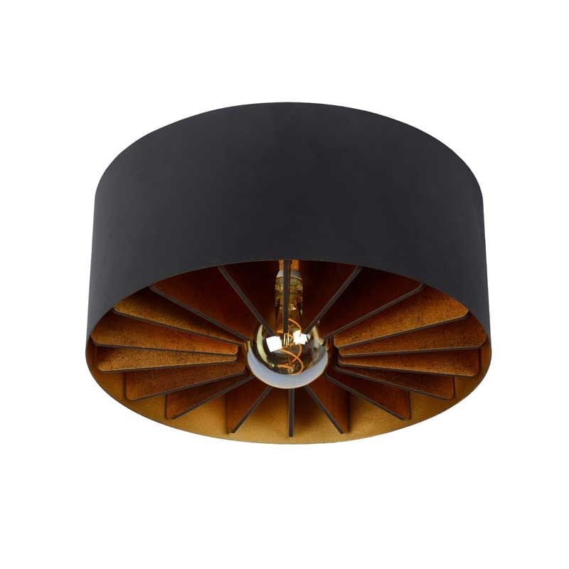 Lucide ZIDANE LED ceiling light Black Ø40cm 1xE27 IP20 modern metal fixture