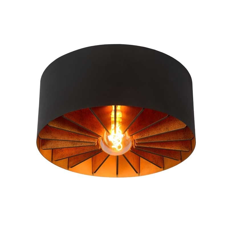 Lucide ZIDANE LED ceiling light Black Ø40cm 1xE27 IP20 modern metal fixture