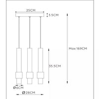Lámpara colgante LED Lucide margary 3x4W 2700K café 28cm regulable