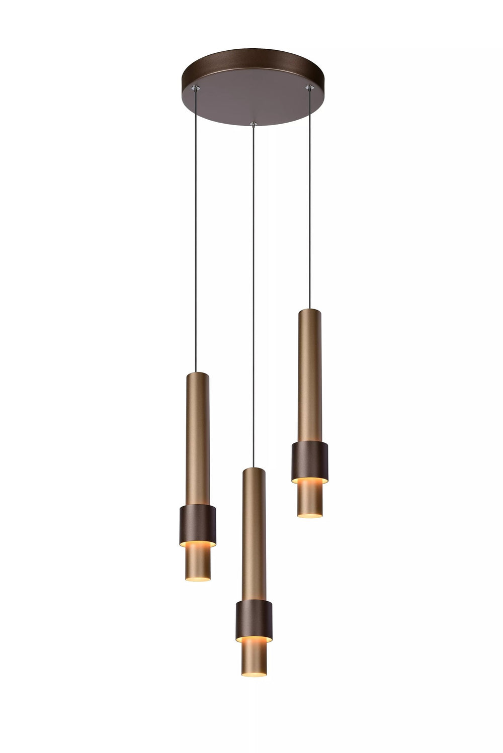 Lámpara colgante LED Lucide margary 3x4W 2700K café 28cm regulable