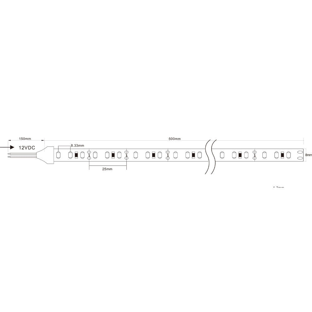 Tsong LED strip 5m 12V 9.6W 120 LEDs/m 4000K bright white IP20 CRI 80 CE RoHS 5 year warranty