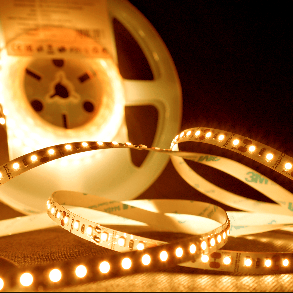 Tira LED Modee DC12V 9.6W/m 120LED/m 1080 lúmenes IP20 2700K 8mm Color Único Cobre Rollo de 5m
