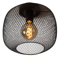 Lucide plafonniere MESH 30cm con casquillo E27 negro - Ø30cm lámpara de techo moderna con aluminio duradero, IP20, certificado CE