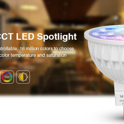 Miboxer Foco LED MR16 4W RGB+CCT, RF 2.4 GHz, lámpara regulable de sustitución para tu sistema de iluminación inteligente