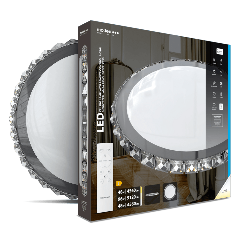 Lámpara LED de techo Modee 96W 3CCT regulable 9120 lúmenes Ø510mm aluminio-plástico IP20 vidrio esmerilado