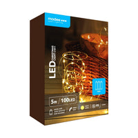 Modee LED Christmas String Light 100 LEDs 5m Copper Wire Warm White 3000K Battery Operated IP20 Indoor
