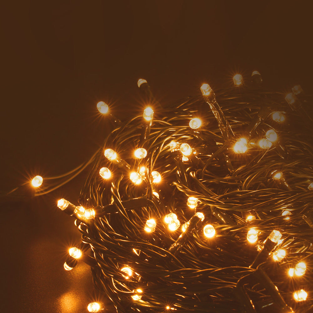 Modee LED Christmas String Light 100LED 10m Warm White 2550K IP44 Green Wire with Adapter Plug