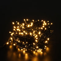 Modee Guirnalda de Luces LED de Navidad 100LED 10m Blanco Cálido 2550K IP44 Cable Verde con Adaptador