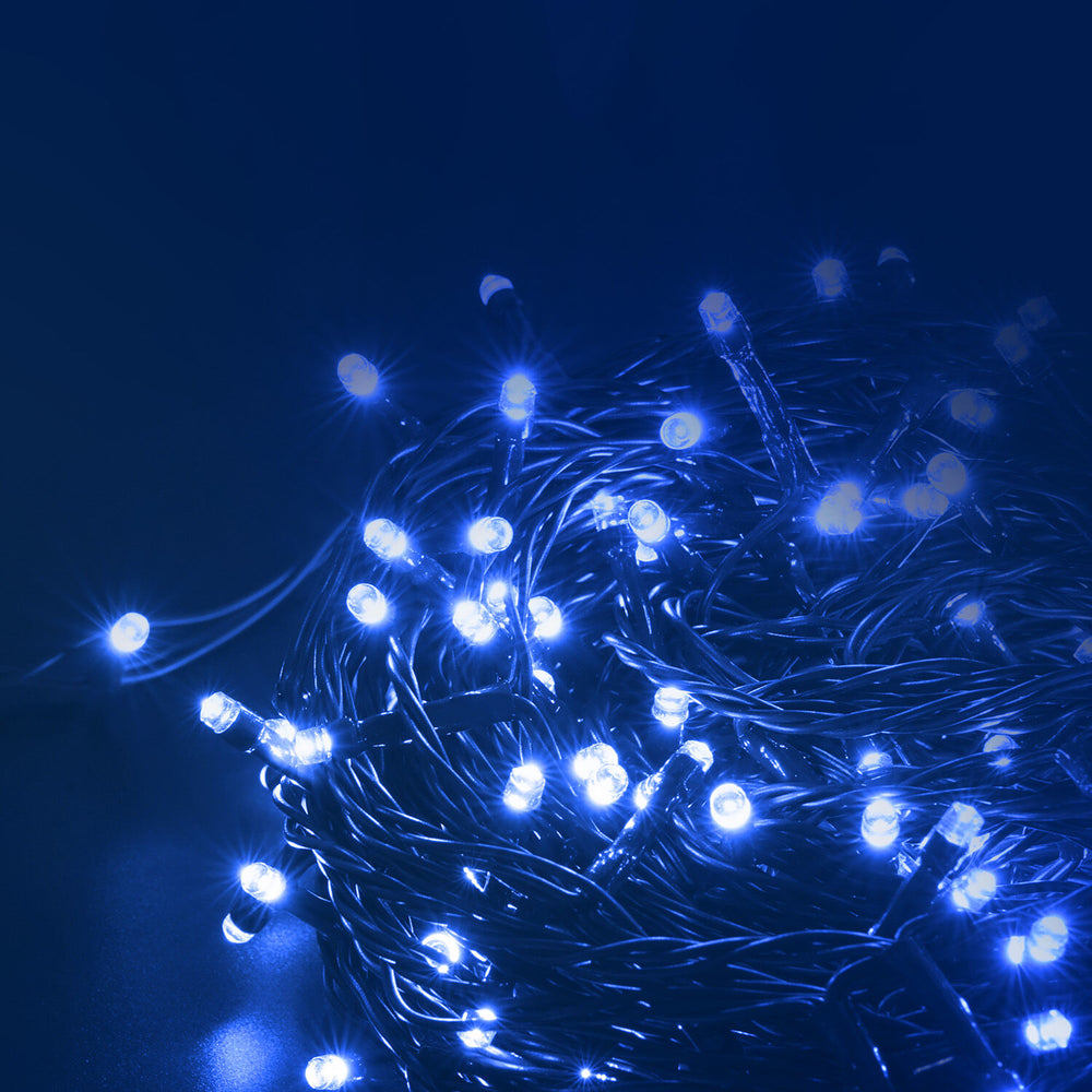 Modee Guirnalda de luces LED de Navidad 200LED 20m blanco frío 10000K IP44 con adaptador para decoraciones exteriores