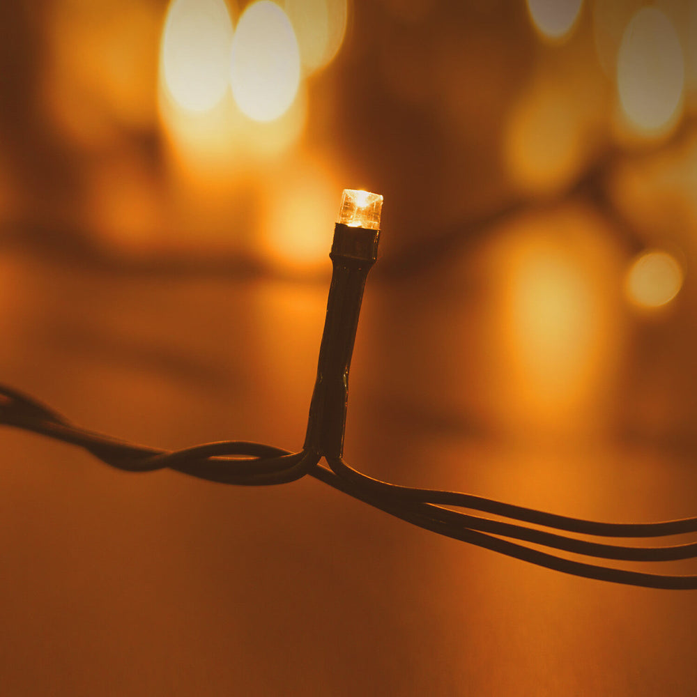 Modee Guirnalda de Luces LED de Navidad 200LED 20m Blanco Cálido con Adaptador IP44 Cable Verde