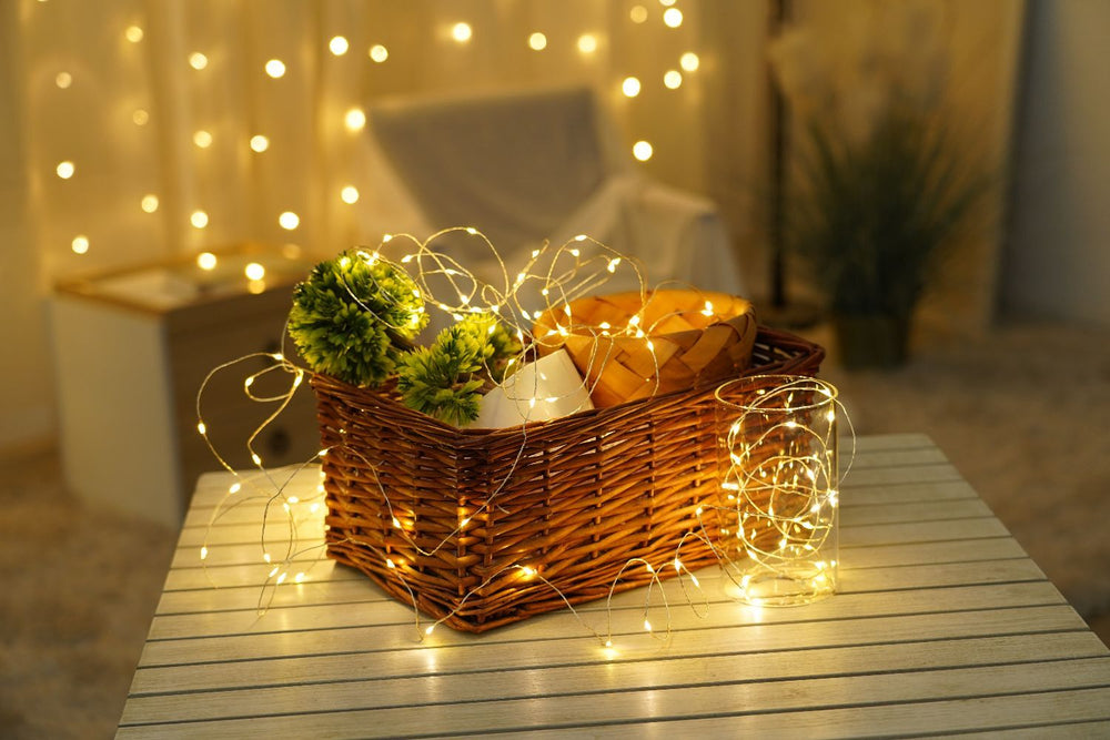 Modee cadena de luces LED de Navidad 5m 50LED 3000K blanco cálido cable de cobre a pilas IP20 para uso en interiores