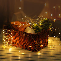 Modee Guirnalda de Luces LED de Navidad Cable de Cobre 100LED 10m Cálido 3000K a Pilas IP20 Interior