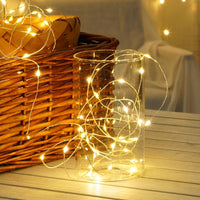Modee Guirnalda de Luces LED de Navidad Cable de Cobre 100LED 10m Cálido 3000K a Pilas IP20 Interior