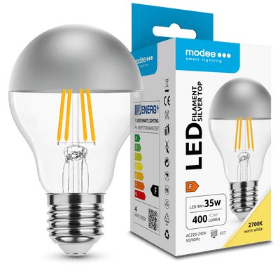 Bombilla de Filamento LED Modee A60 E27 4W 2700K 400 lúmenes 320° Vidrio con Tope Plateado No Regulable