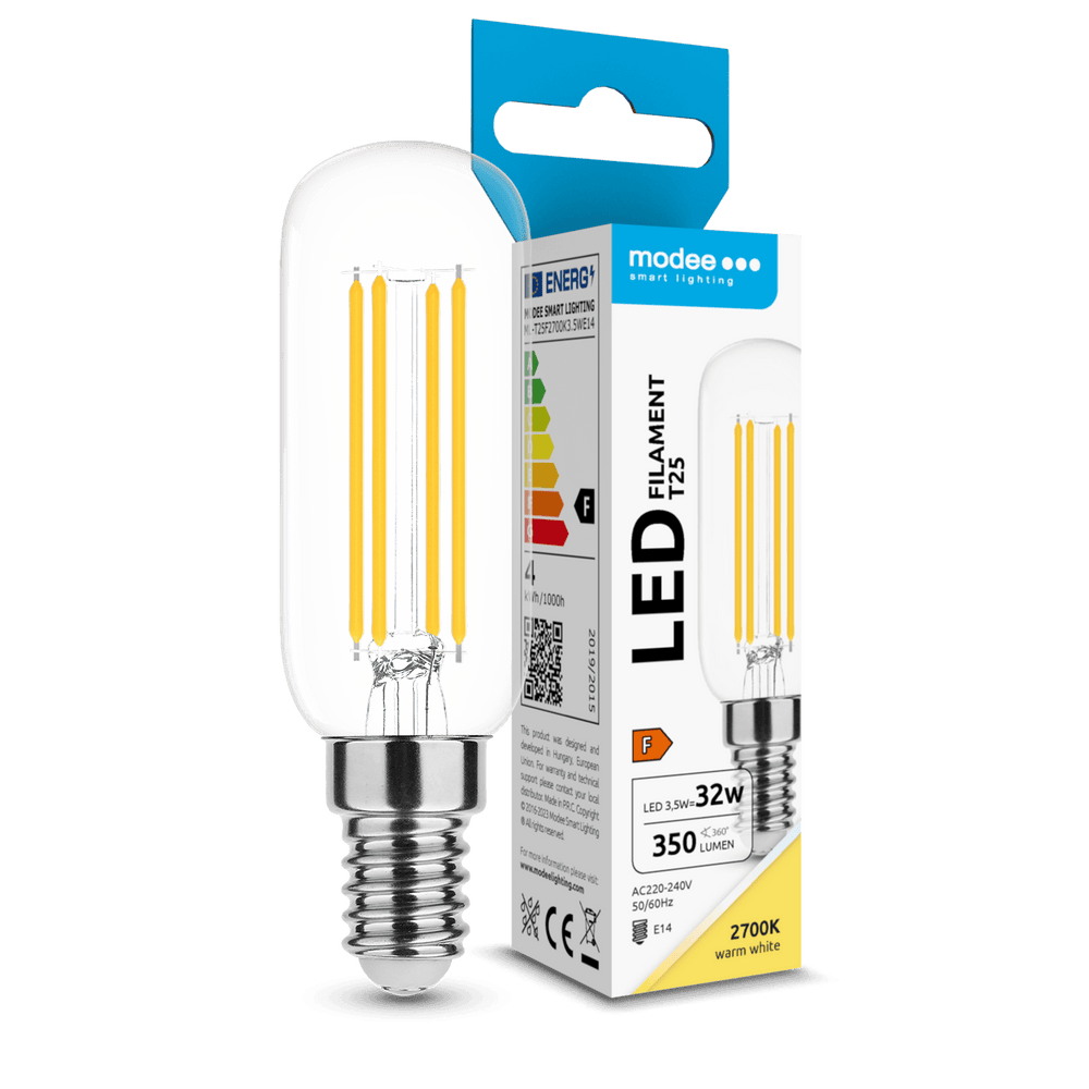 Modee Bombilla LED Filamento T25 3.5W E14 2700K 350 lúmenes 360° Varilla de Vidrio No Regulable