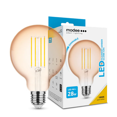 Modee LED Filament Globe G95 4W E27 Amber 1800K 300 lumens 320° dimmable bulb IP20