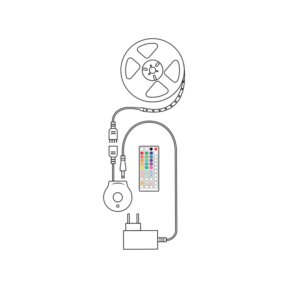 Modee Tira LED Inteligente 12W 3M IP20 con Control Remoto, Sensor, RGB + 2700K 480 lúmenes para iluminación flexible