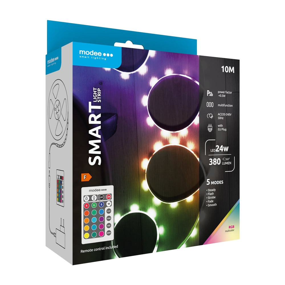 Modee LED Smart Strip Light 24W 220-240V IP20 RGB 380 lumens 10M with remote control