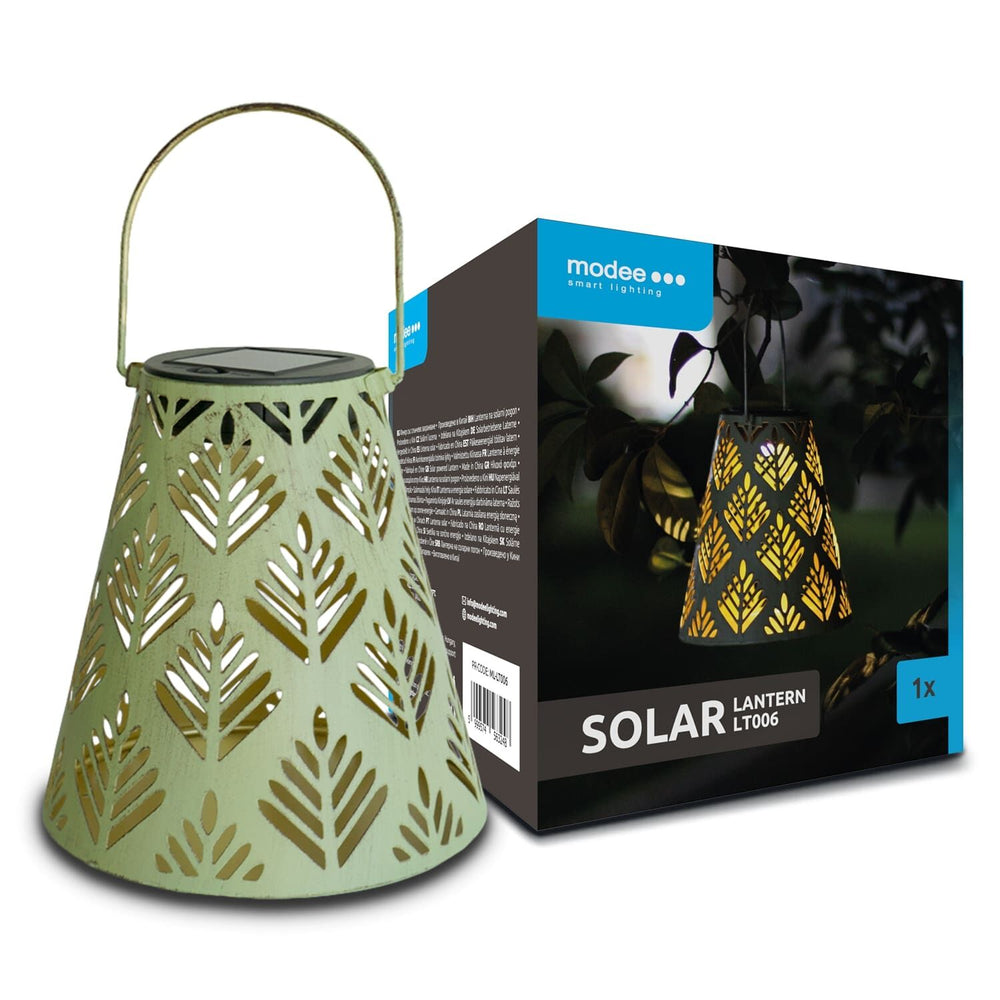Linterna Solar LED Modee LT006, Redonda de Metal, Luz Cálida 2800-3200K, IP44 Exterior, Batería Recargable